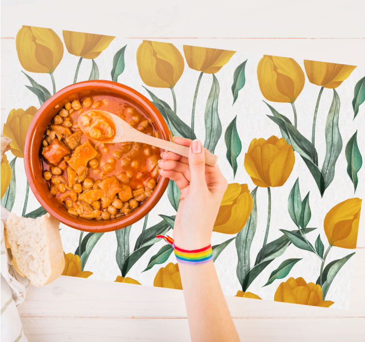 Yellow tulips oil painting elegant placemats - TenStickers