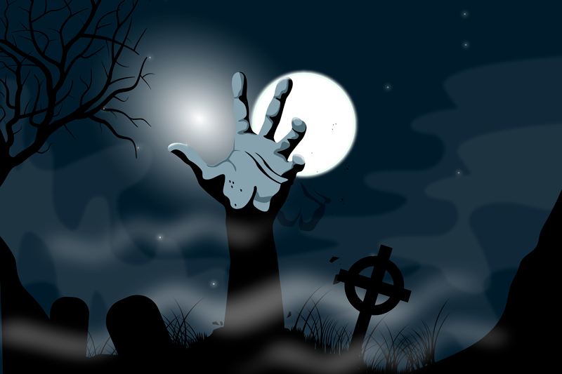 Halloween placemats spooky graveyard scene - TenStickers