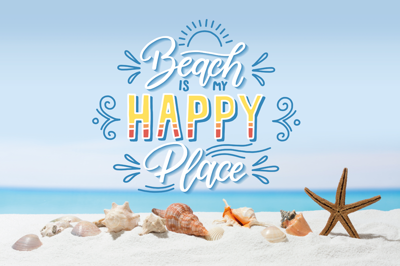 Placemat with quotes beach happy place - TenStickers
