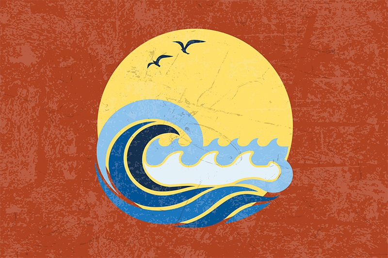 Sun, Beach and Wave 70's sun placemats - TenStickers