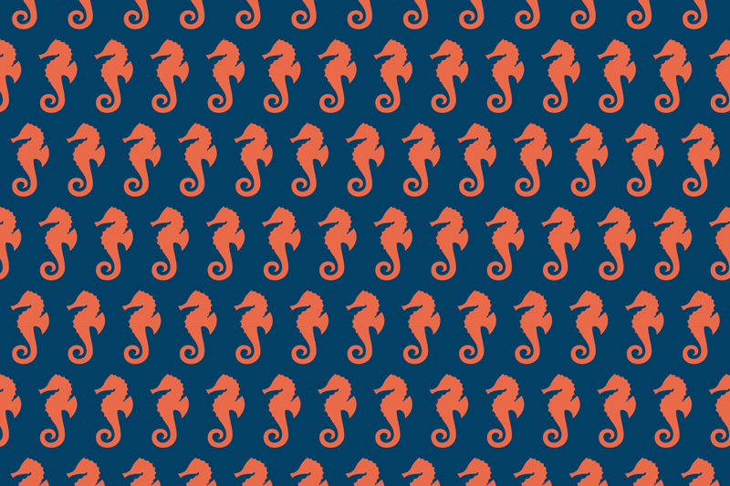 Orange Sea Horse Pattern sea life placemats - TenStickers