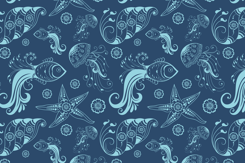 Ornamental oceanic animals sea life placemats - TenStickers