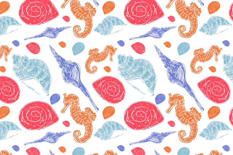 Original placemats seashells and seahorses - TenStickers