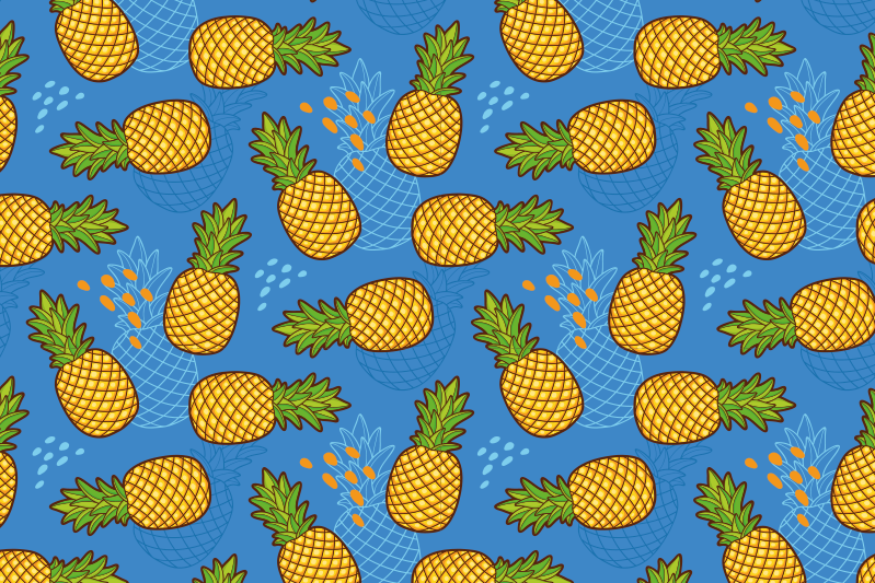 Pineapples on blue background original placemat - TenStickers