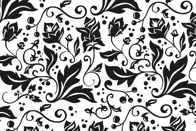 Floral swirl black on modern placemats - TenStickers