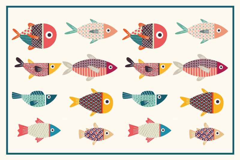 Colorful fish children placemats - TenStickers