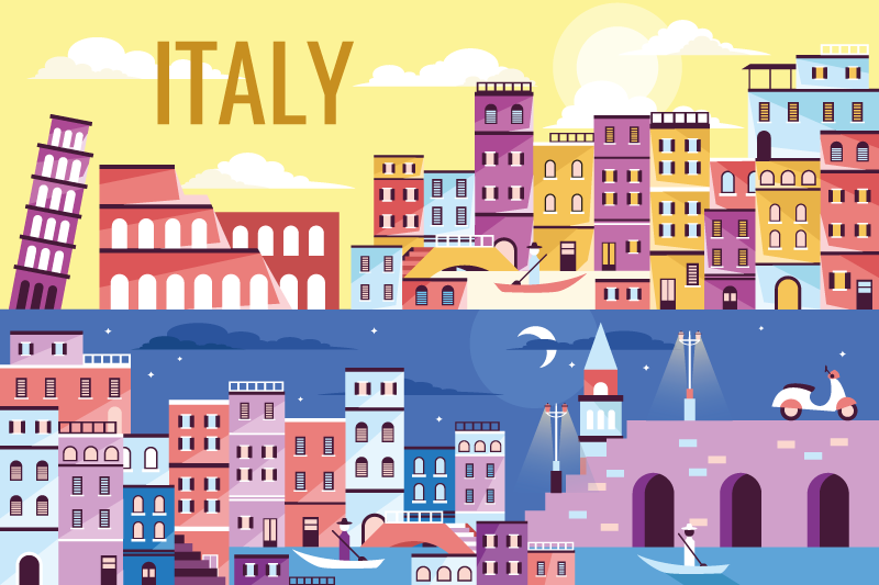 Personalisable placemats vibrant italian cityscape - TenStickers