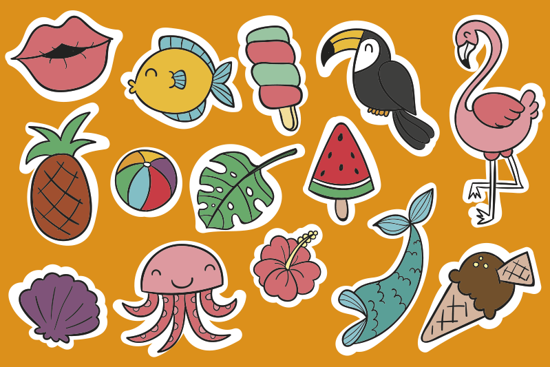 Summer foods and animals children placemats - TenStickers
