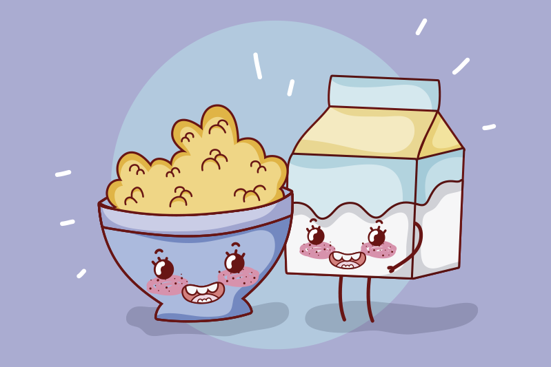 Cereal and milk breakfast children placemat - TenStickers