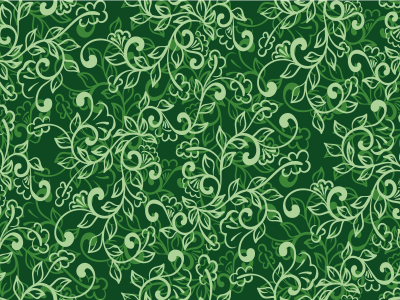 Green floral ornament round vinyl placemats - TenStickers