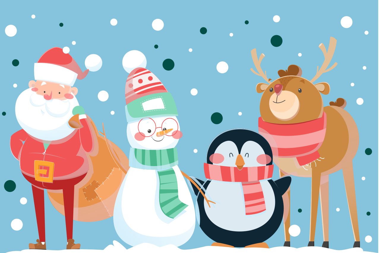 Holiday cartoon characters Christmas placemats - TenStickers