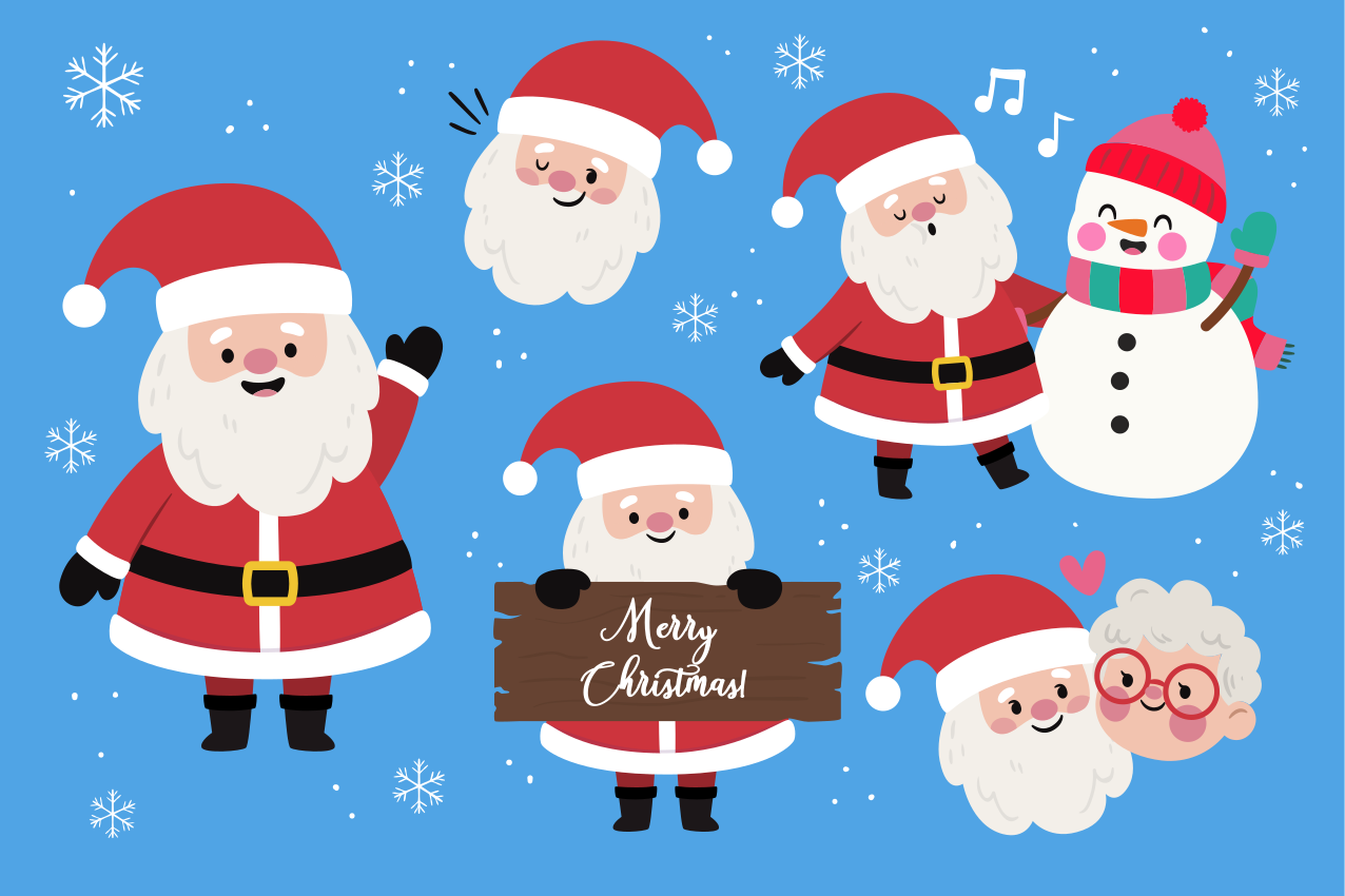Christmas placemats featuring santa characters - TenStickers