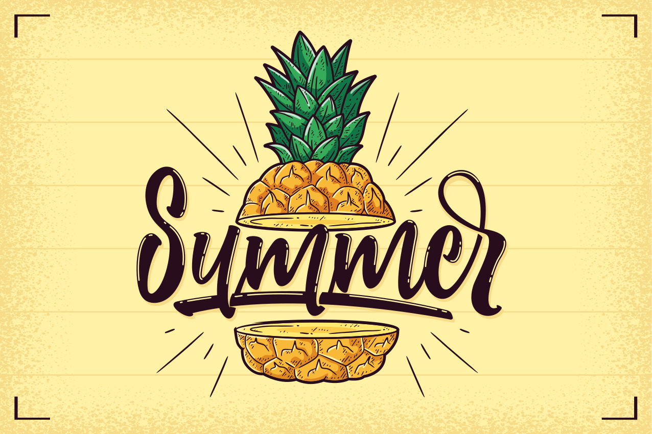 Placements with quotes summer pineapple design - TenStickers