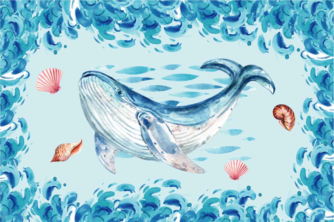 Original placemats whale ocean theme - TenStickers