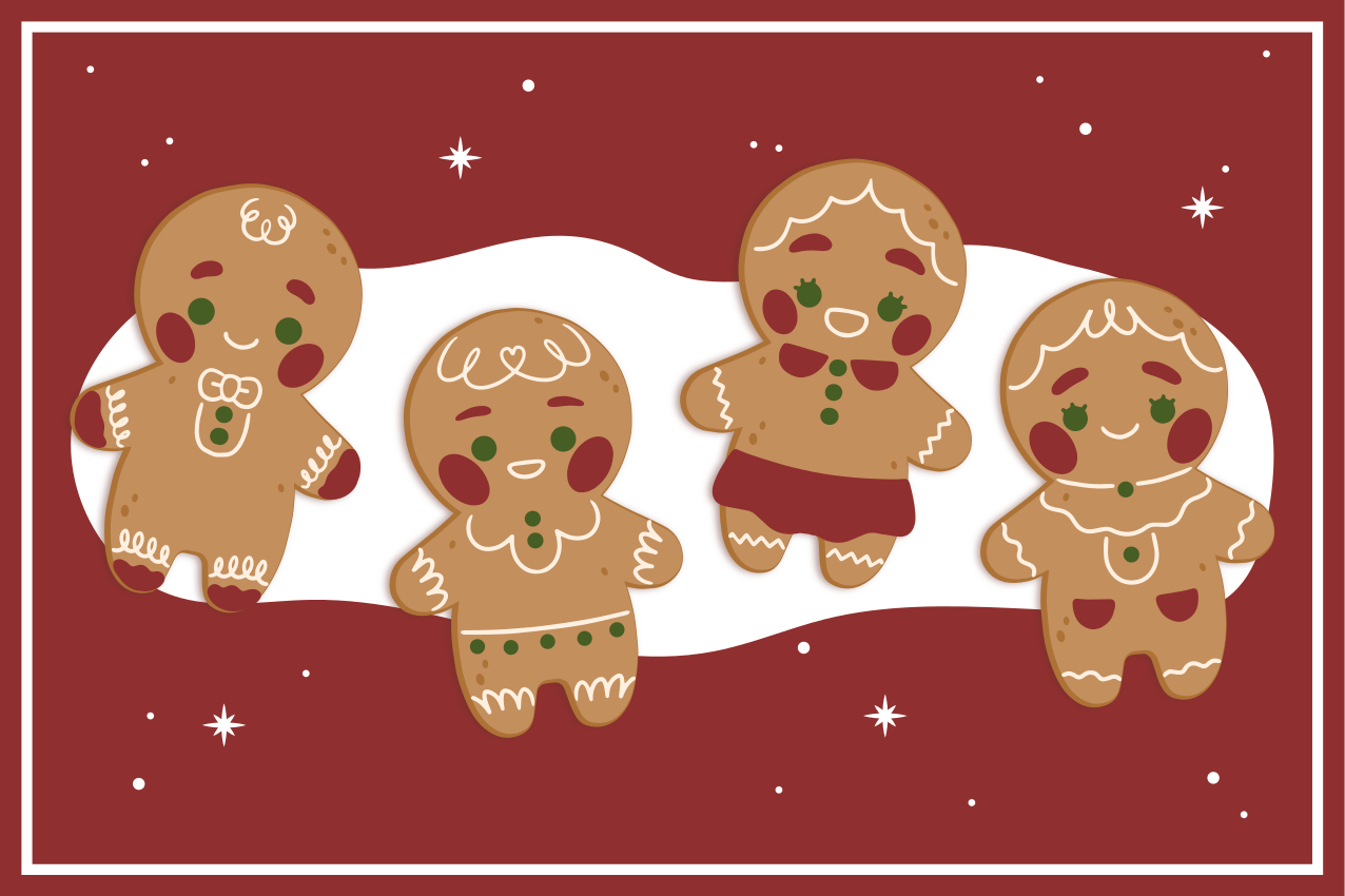 Christmas placemats gingerbread cookie friends - TenStickers