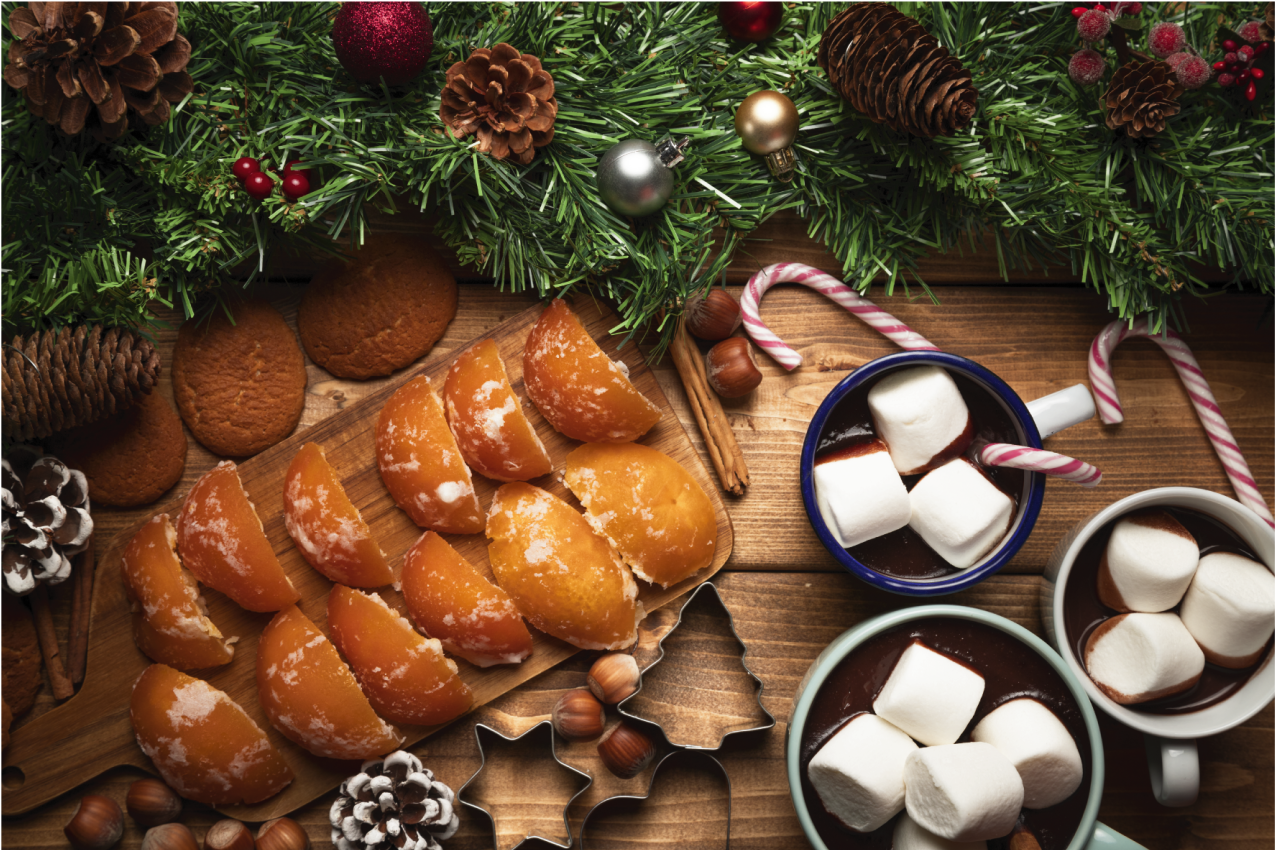 Food on wood table Christmas placemats - TenStickers