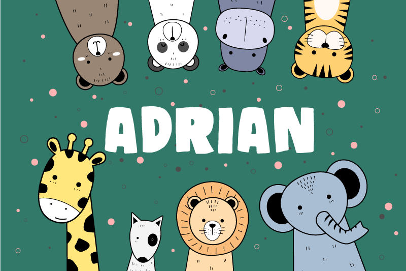 Cute cartoon animals personalised name kids placemat - TenStickers