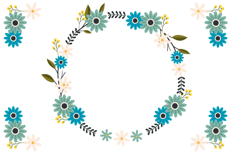 Original placemats floral frame design - TenStickers
