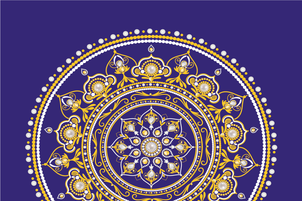 Purple and gold india pattern elegant placemats - TenStickers