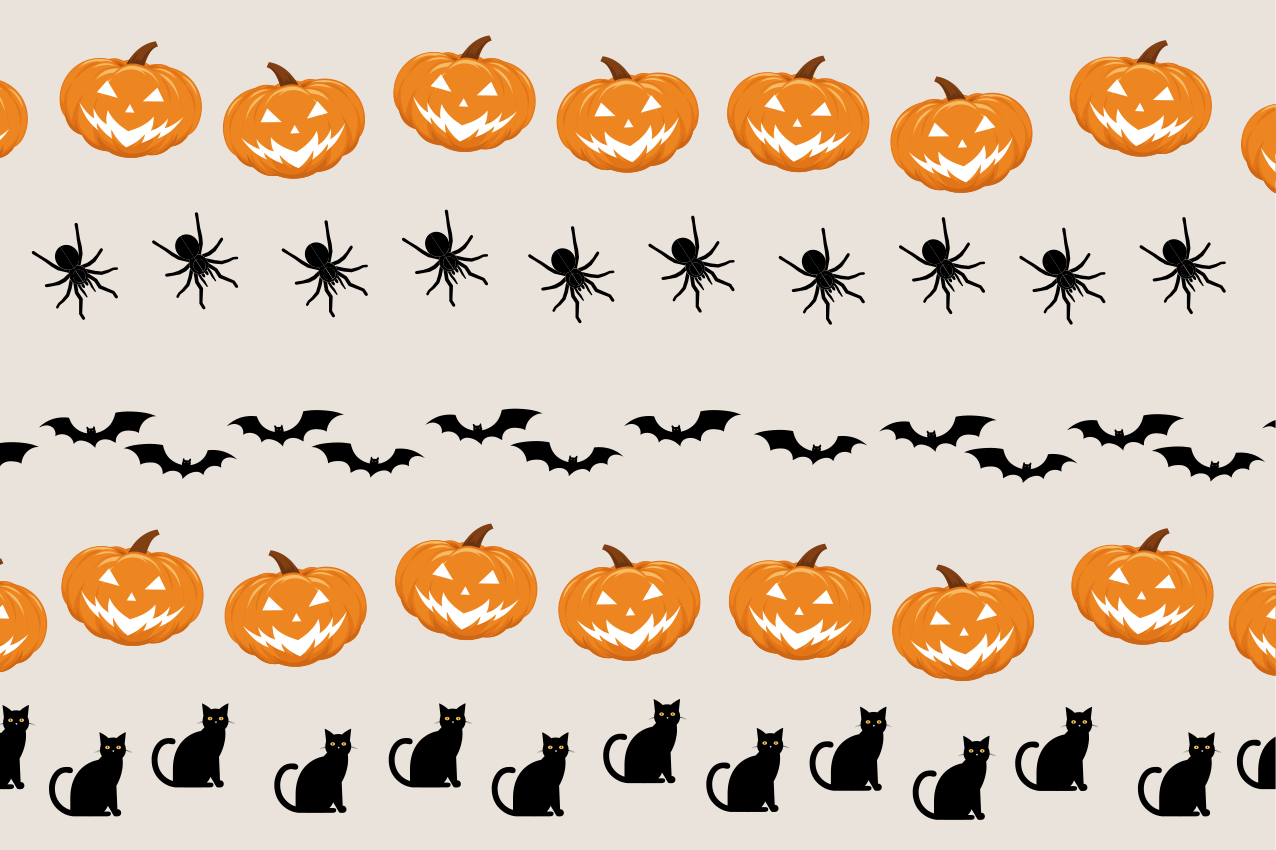 Halloween placemats featuring pumpkin spider cat - TenStickers