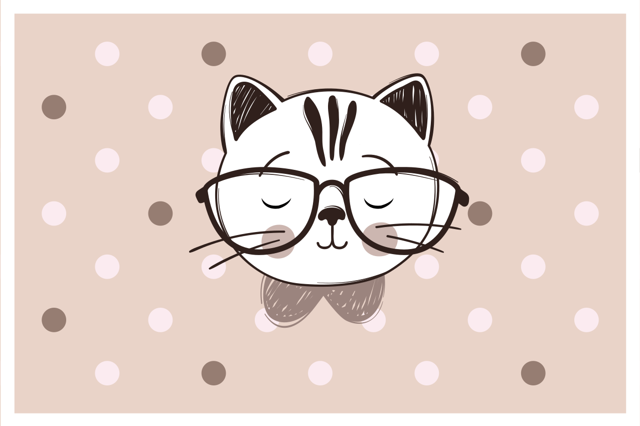 Children placemats cat with glasses - TenStickers