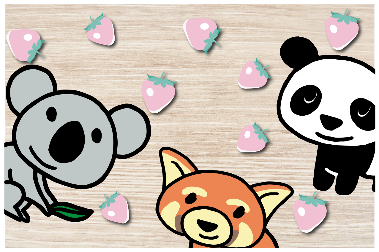 Happy panda friends hearts  children placemats - TenStickers