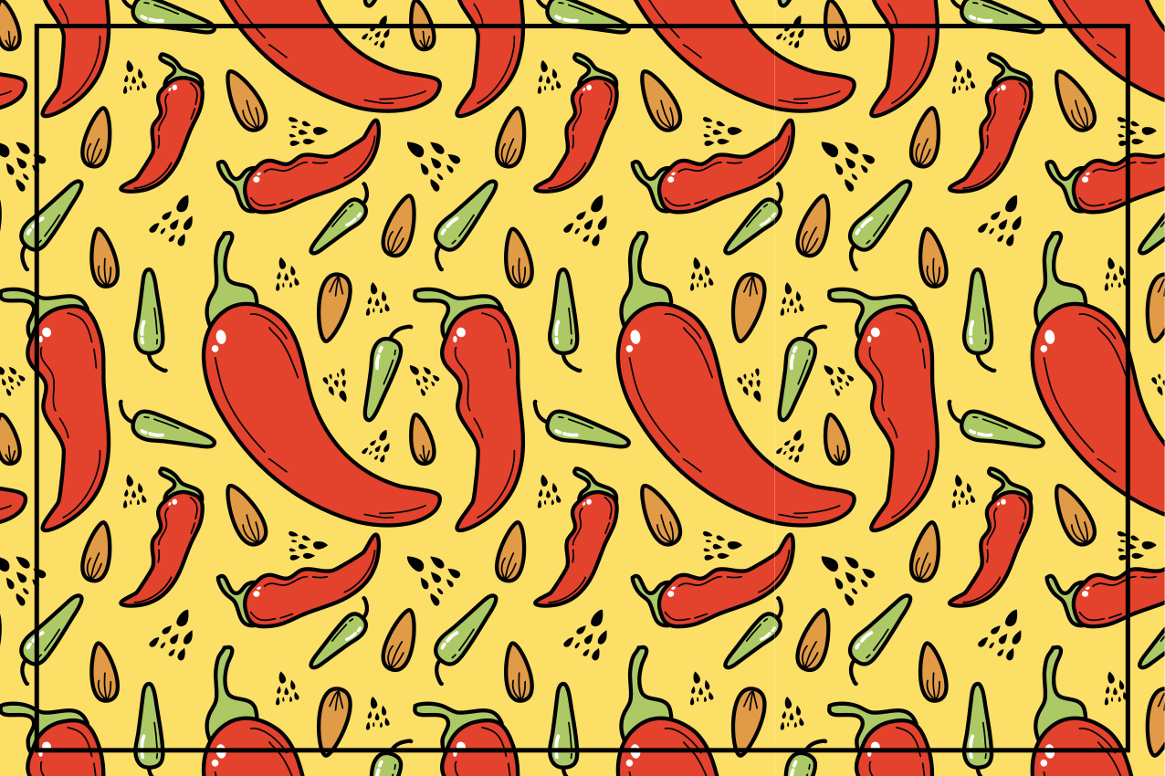 Red chilli pattern original placemats - TenStickers
