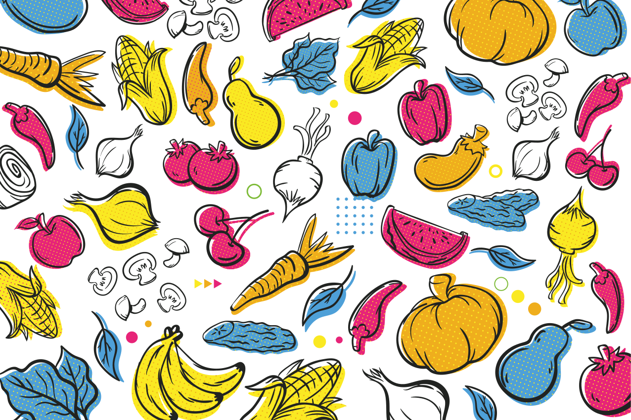 Fruits and vegetables mixed original placemats - TenStickers