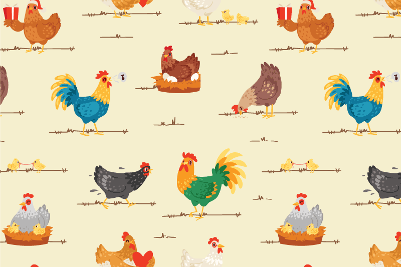 Children placemats with colorful chicken designs - TenStickers