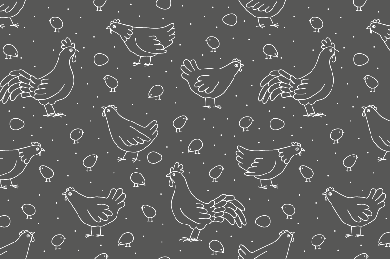 Black and White chicken pattern Vinyl placemats - TenStickers