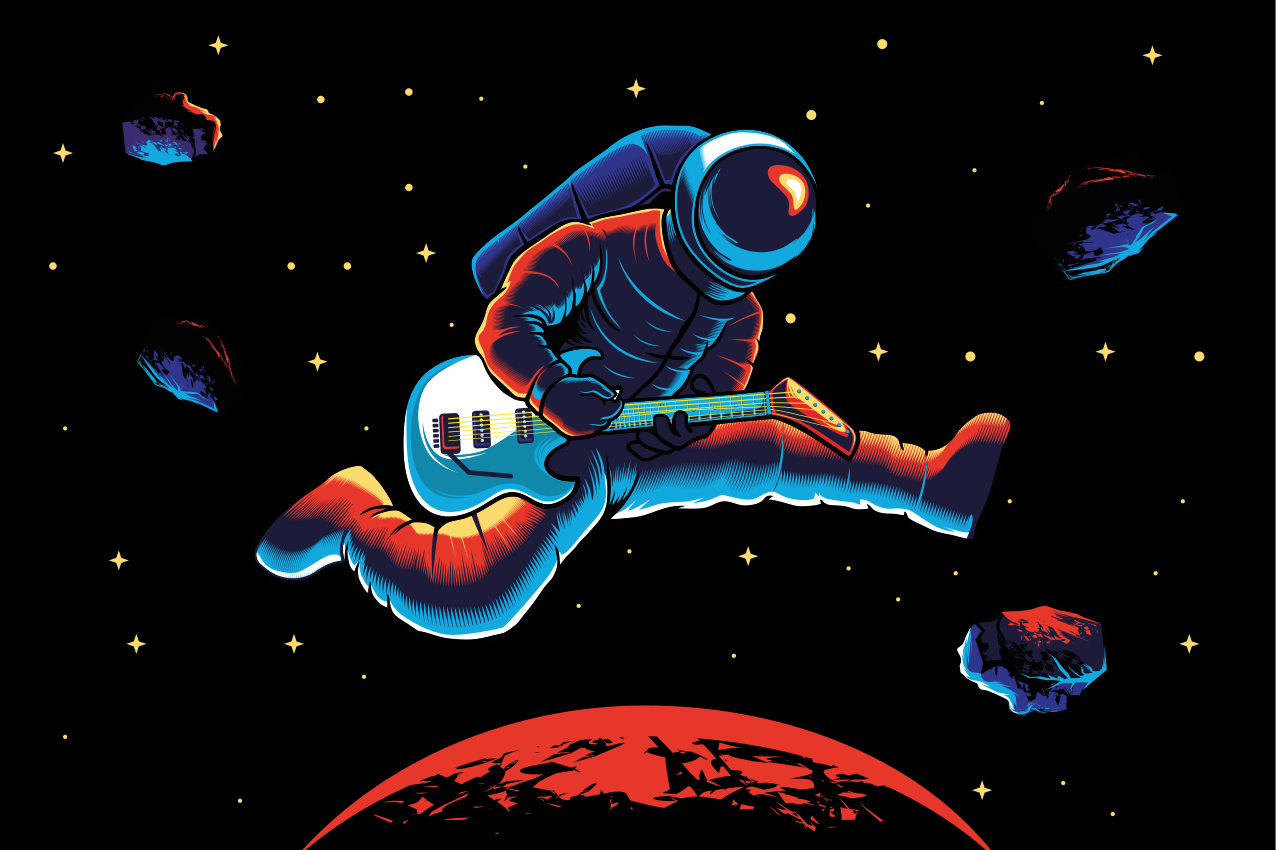 Original placemats astronaut playing guitar - TenStickers