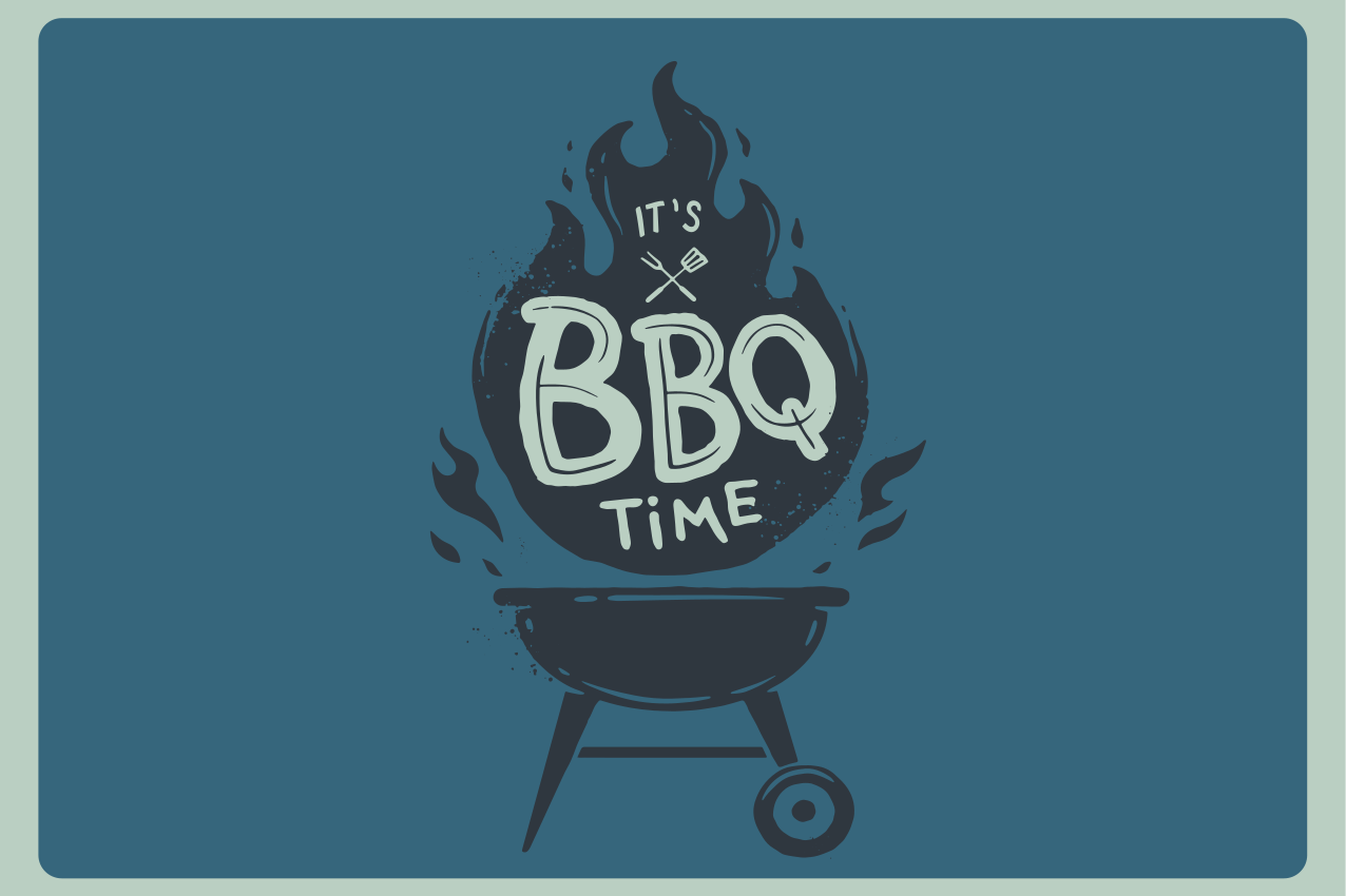 Placemat with quotes bbq time flames - TenStickers