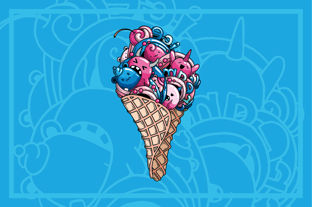 Nice Ice cream graffiti  modern placemats - TenStickers