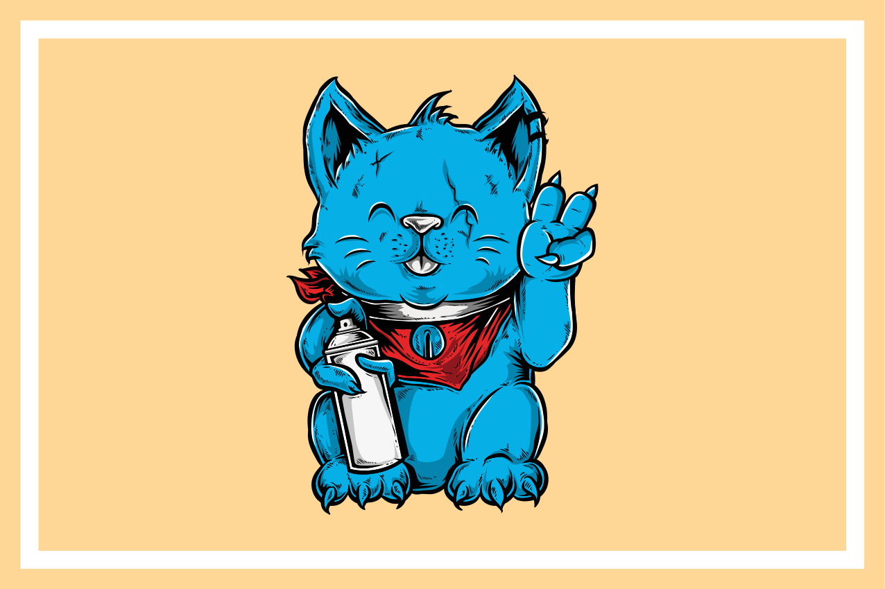 Children placemats cheerful blue cat - TenStickers