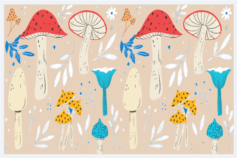 Classic mushrooms beige background placemats - TenStickers