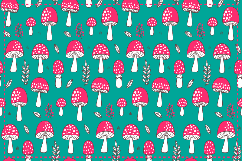 Classical mushrooms on turquoise placemats - TenStickers