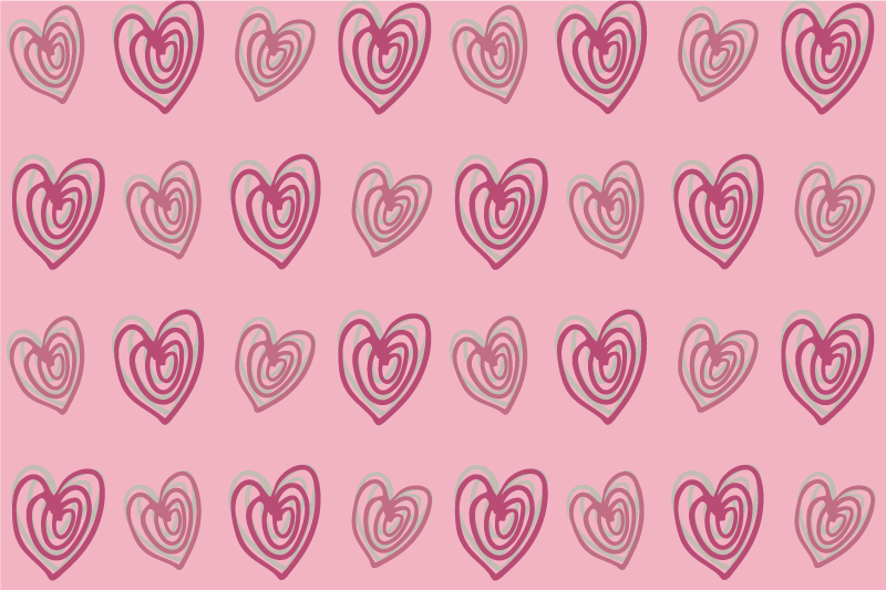 Doodle hearts pink pattern modern placemats - TenStickers