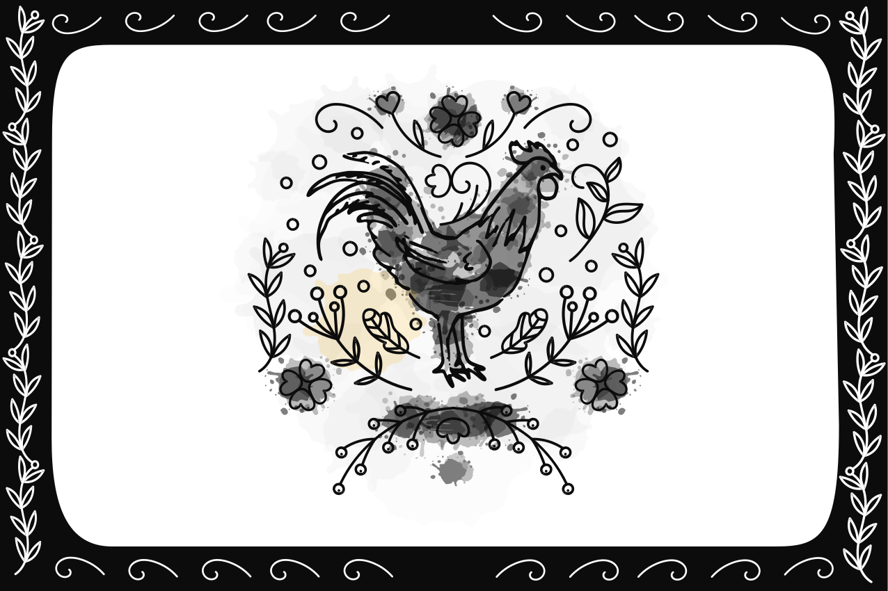 Elegant rooster illustration modern placemats - TenStickers