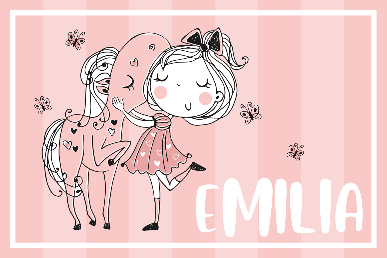 Princess with a pink dress children placemats - TenStickers