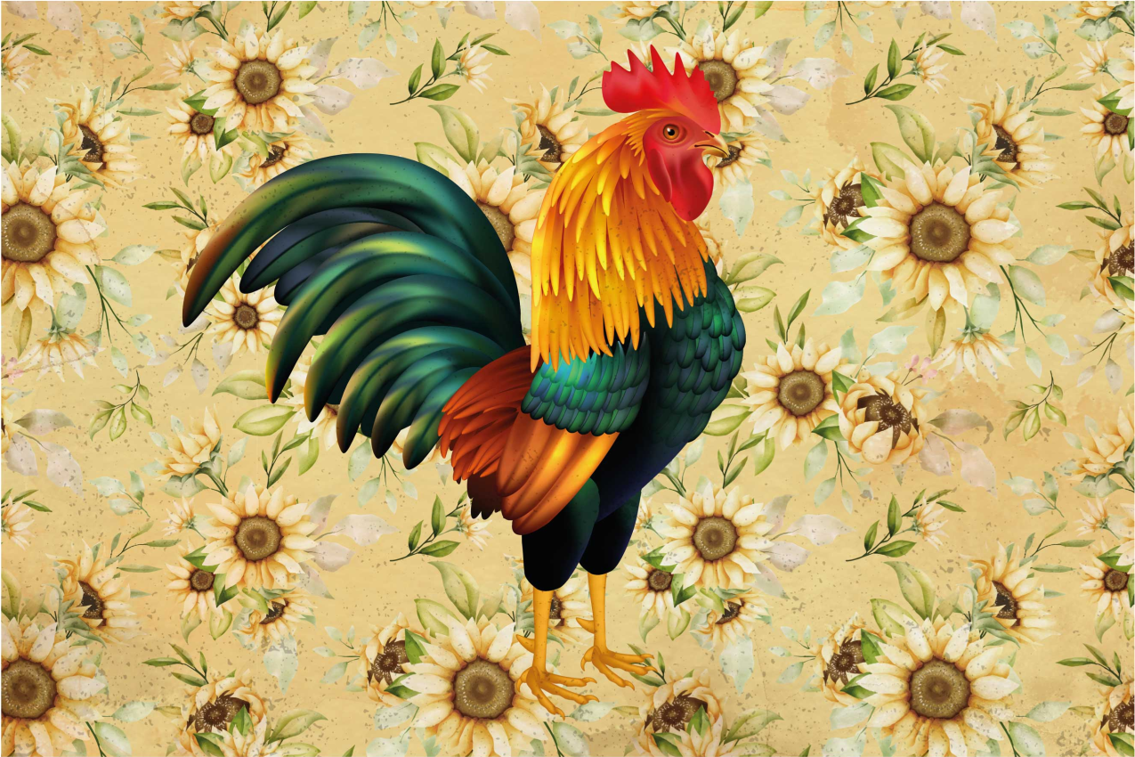 Original placemats colorful rooster centerpiece - TenStickers