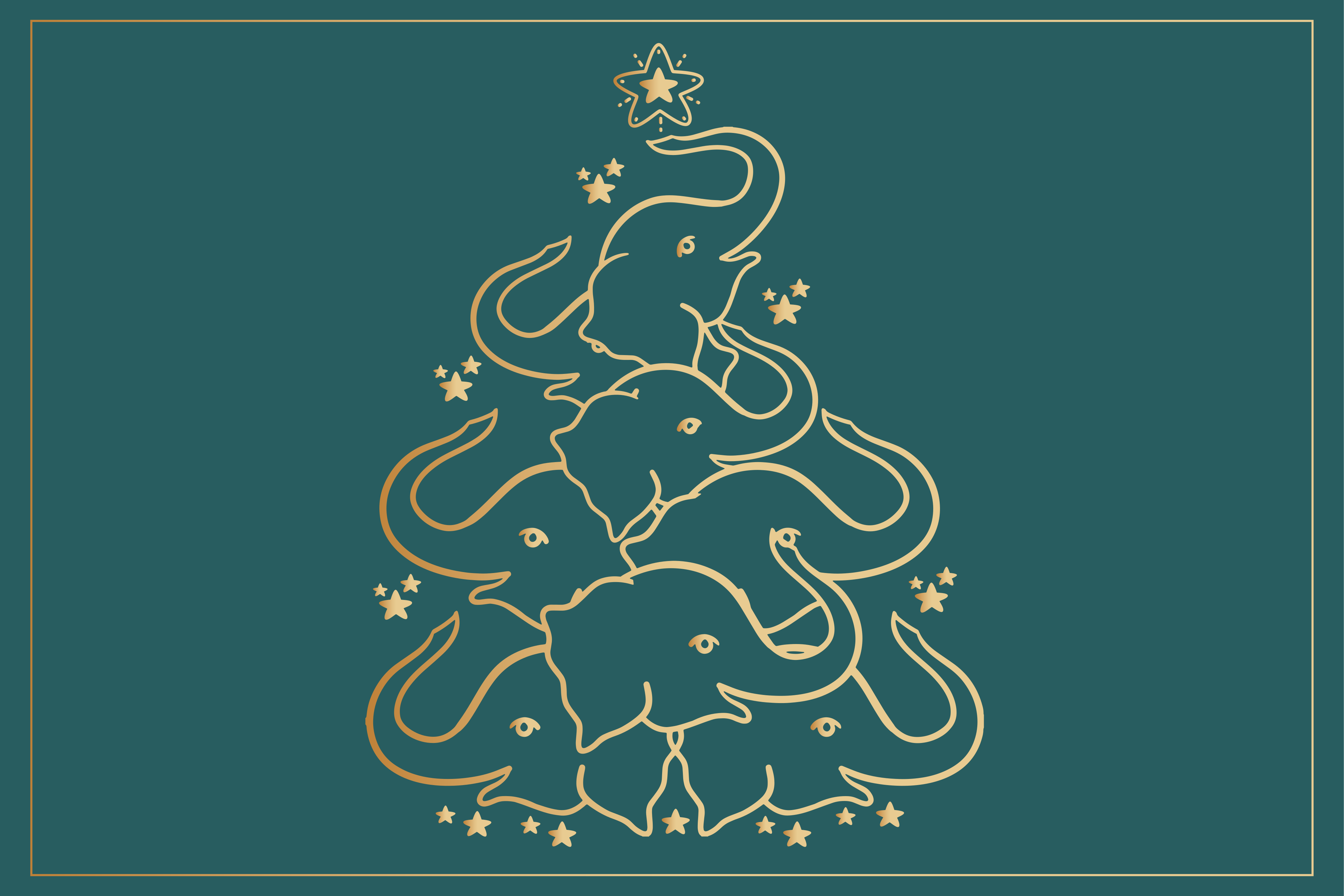Christmas placemats elegant elephant tree - TenStickers