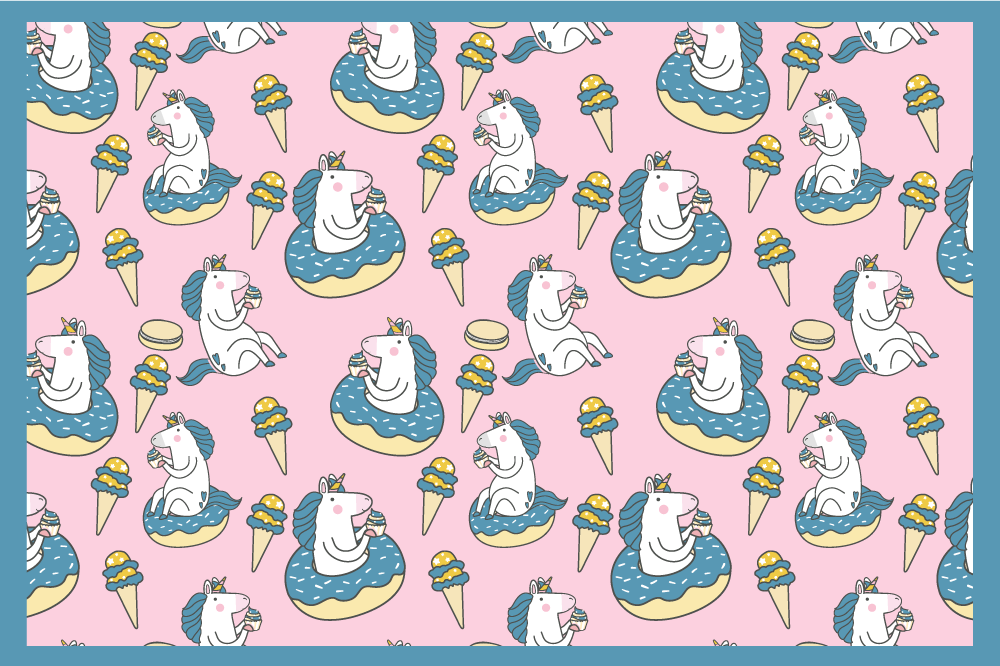 Children placemats unicorns eating ice cream - TenStickers