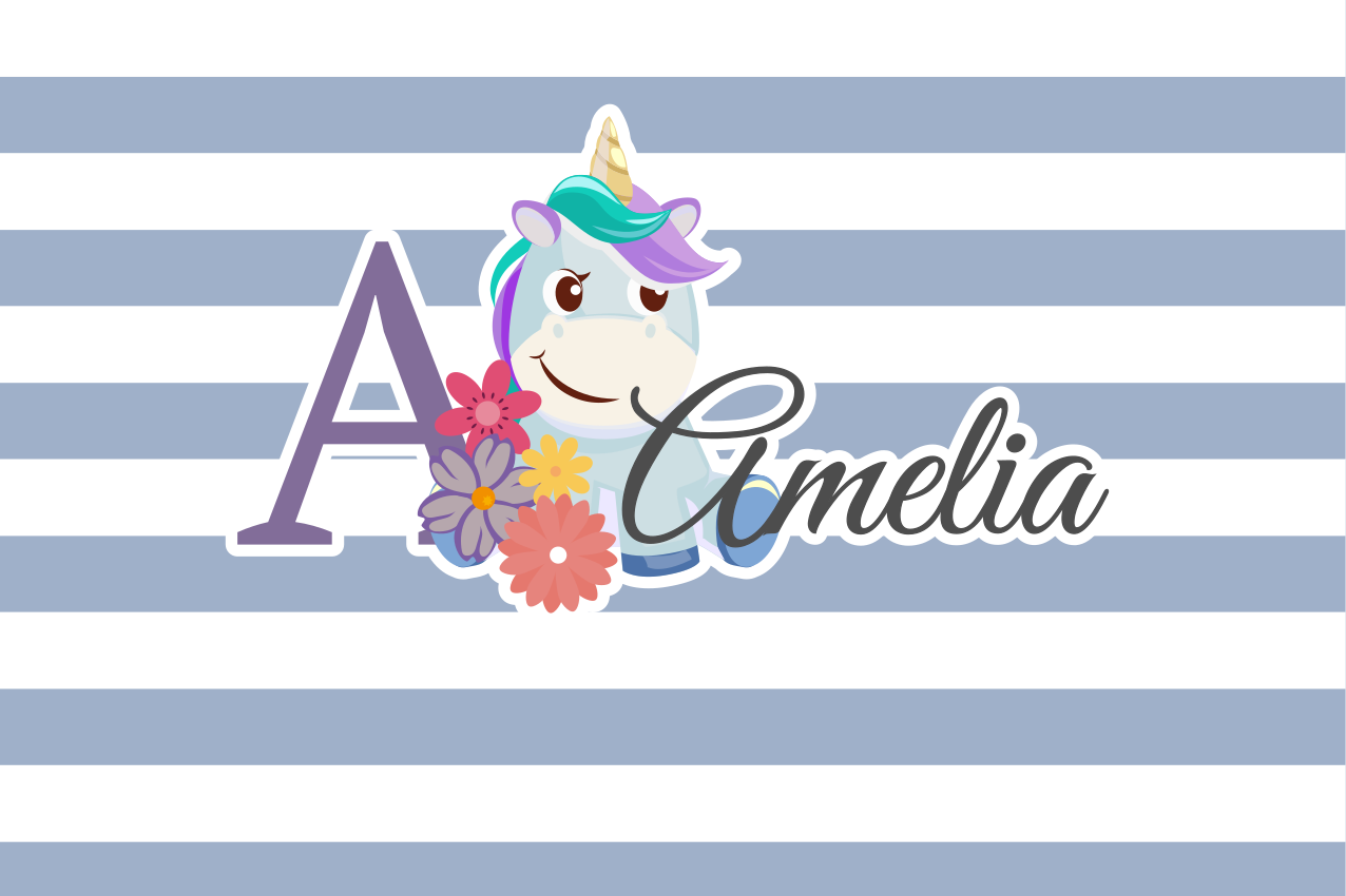 Children placemats unicorn name art - TenStickers