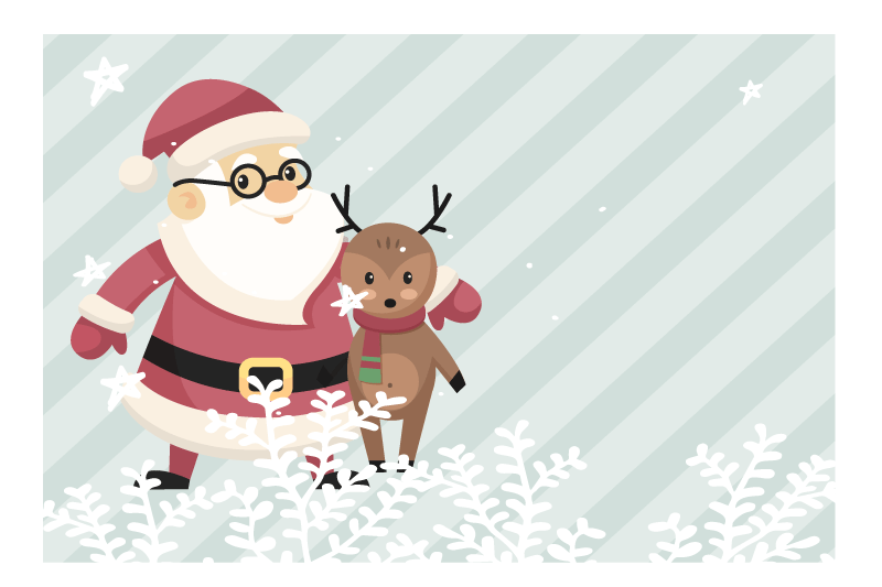 Christmas placemats santa with reindeer design - TenStickers