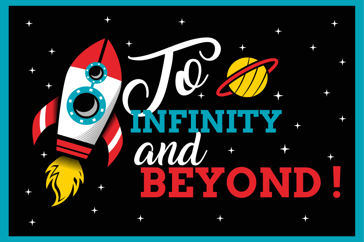 Placemats with quotes rocket to infinity - TenStickers