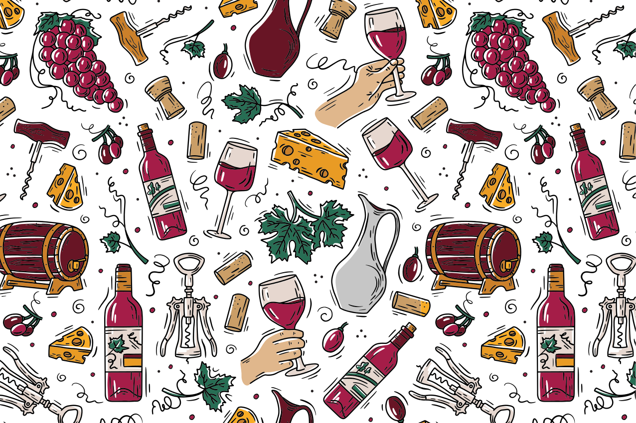 Original placemats with wine and cheese design - TenStickers