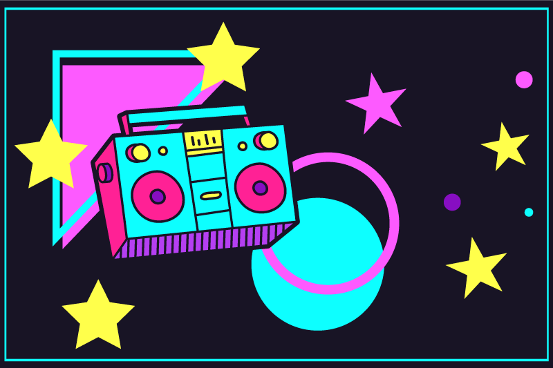 Original placemats colorful retro boom box - TenStickers
