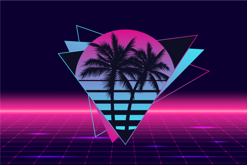 Vaporwave style palm tree original placemat - TenStickers