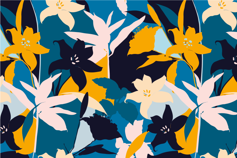 Original placemats floral teal design - TenStickers