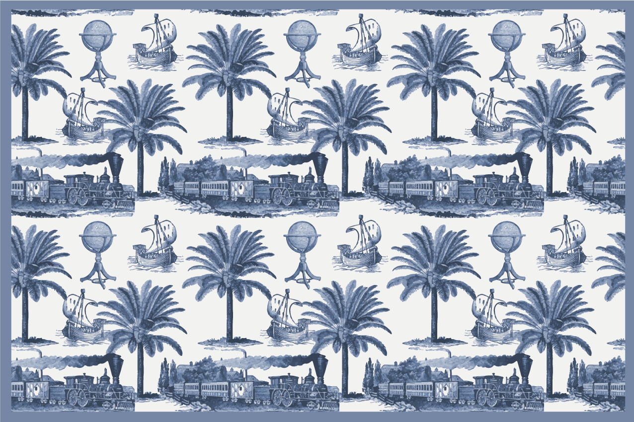 Modern placemats featuring nostalgic travel scenes - TenStickers